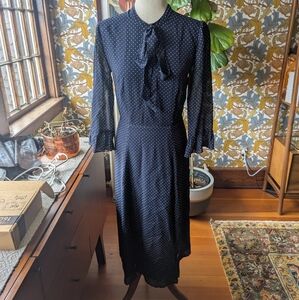 Reformation Navy Polka Dot Dress